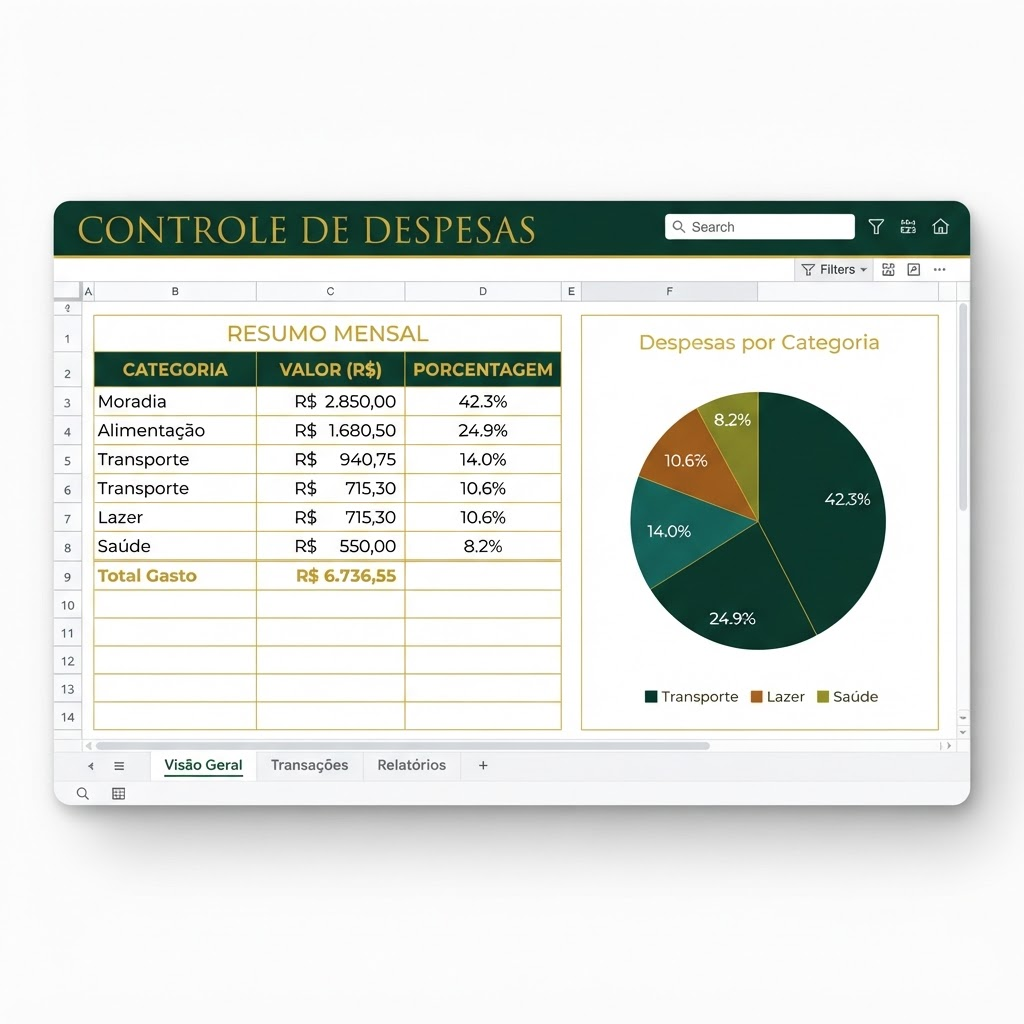 Controle de despesas da Planilha Mente Financeira